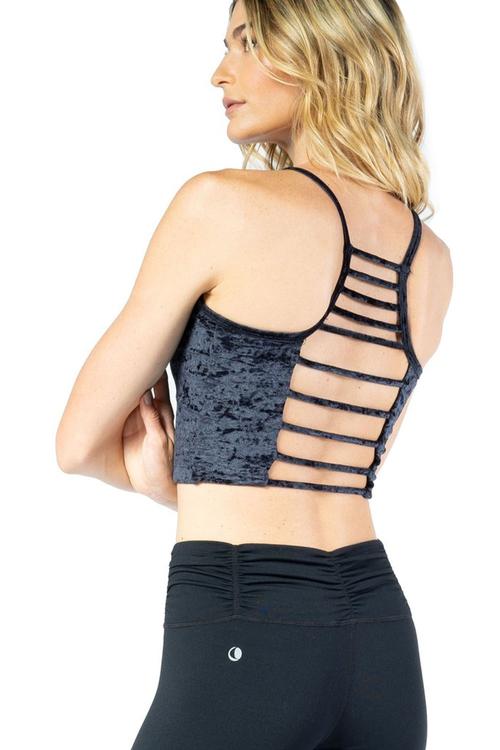 Black Velvet Active Bra with Cage Back Detail From Chill By Will