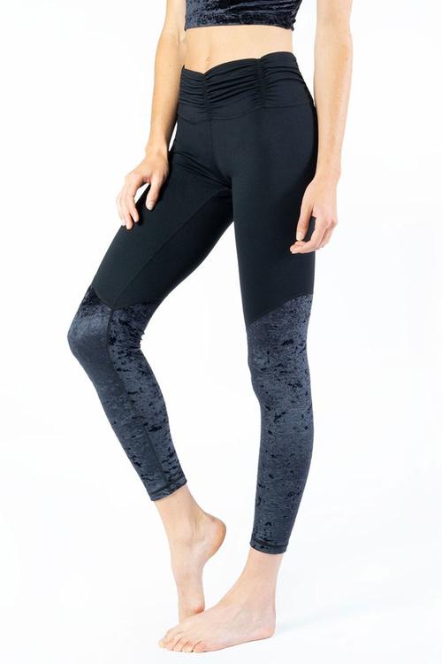 CRUSHED VELVET PANELED LEGGINGS FROM CHILL BY WILL